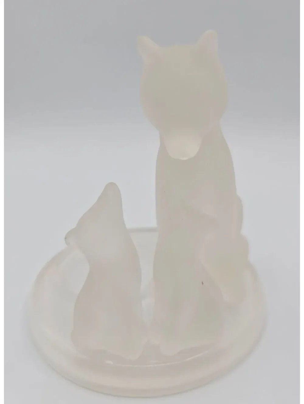 Retired PartyLite Frosted Glass Wolf Family Tealight Candle Holder